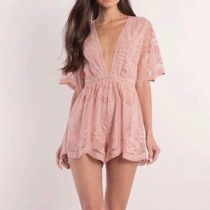 Honey Punch Pink Embroidered Romper | Size M